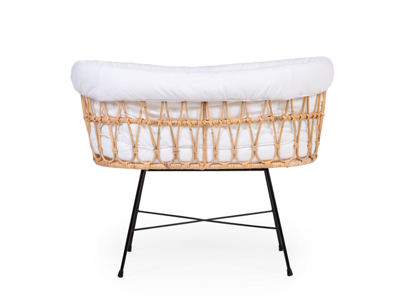 Košík na miminko ratanový kovové nohy + matrace + potah Jersey Ecru