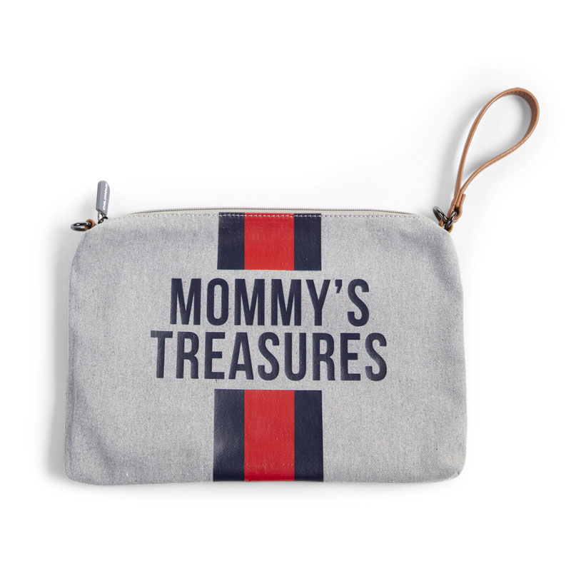 Pouzdro na zip s poutkem Grey Stripes Red/Blue