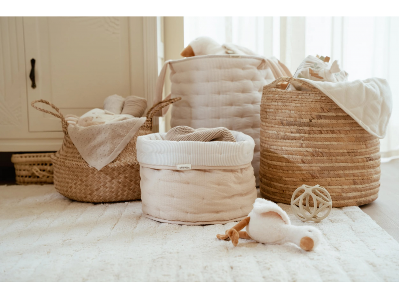 Košík textilní oboustranný velký Pure Soft Beige Stripe