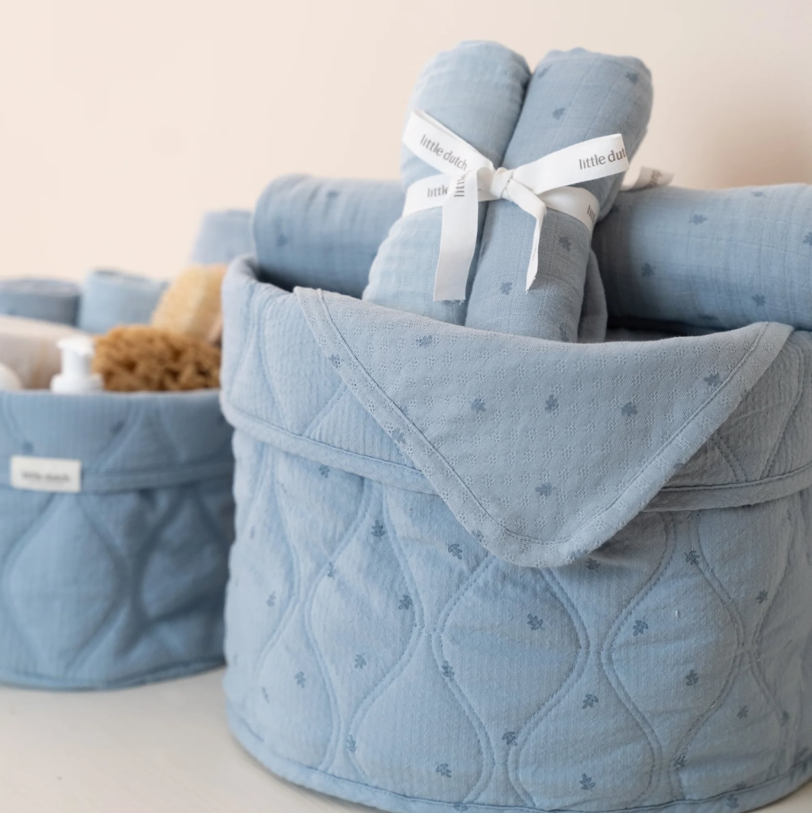 Košík textilní oboustranný velký Pure Denim Blue