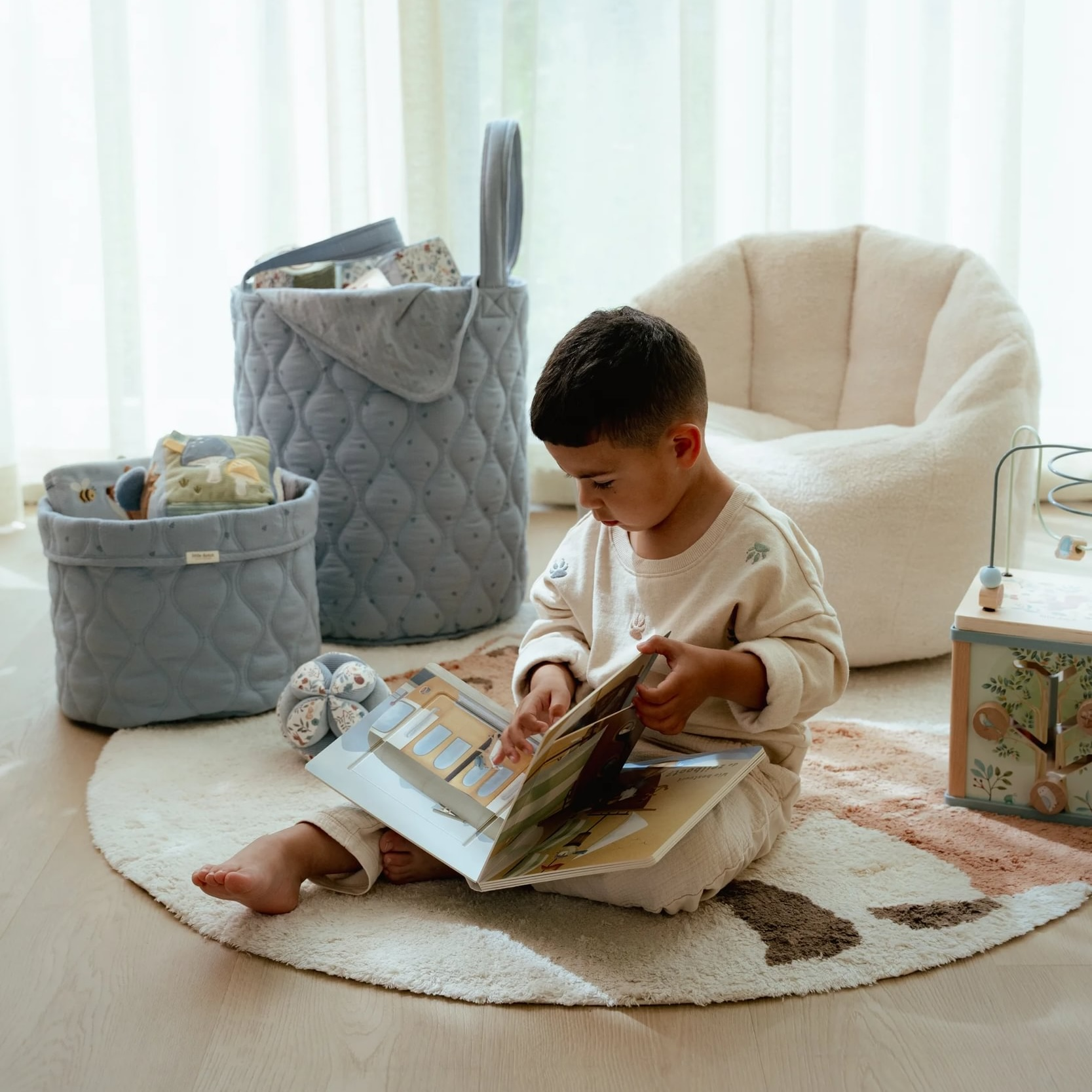 Košík textilní oboustranný velký Pure Denim Blue