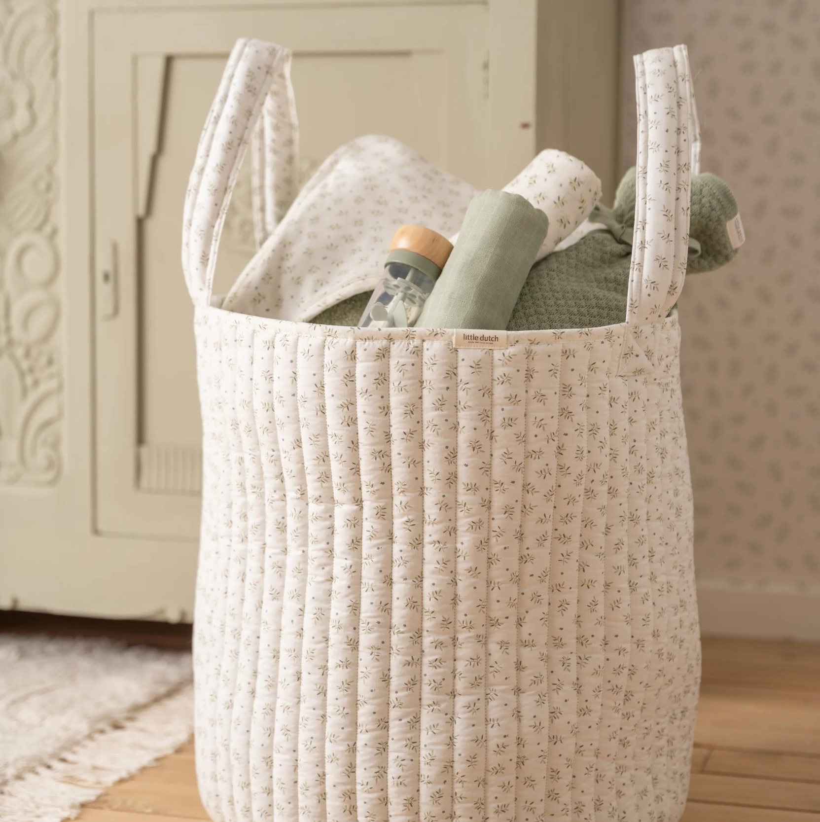 Košík textilní oboustranný extra velký Blueberry Leaves