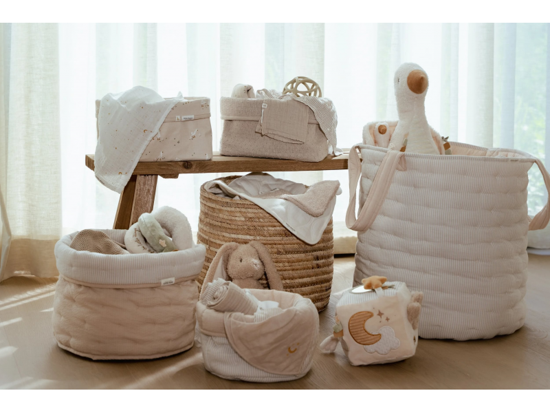 Košík textilní oboustranný extra velký Pure Soft Beige Stripe