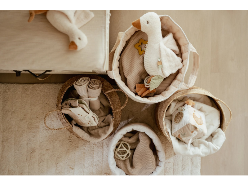 Košík textilní oboustranný extra velký Pure Soft Beige Stripe