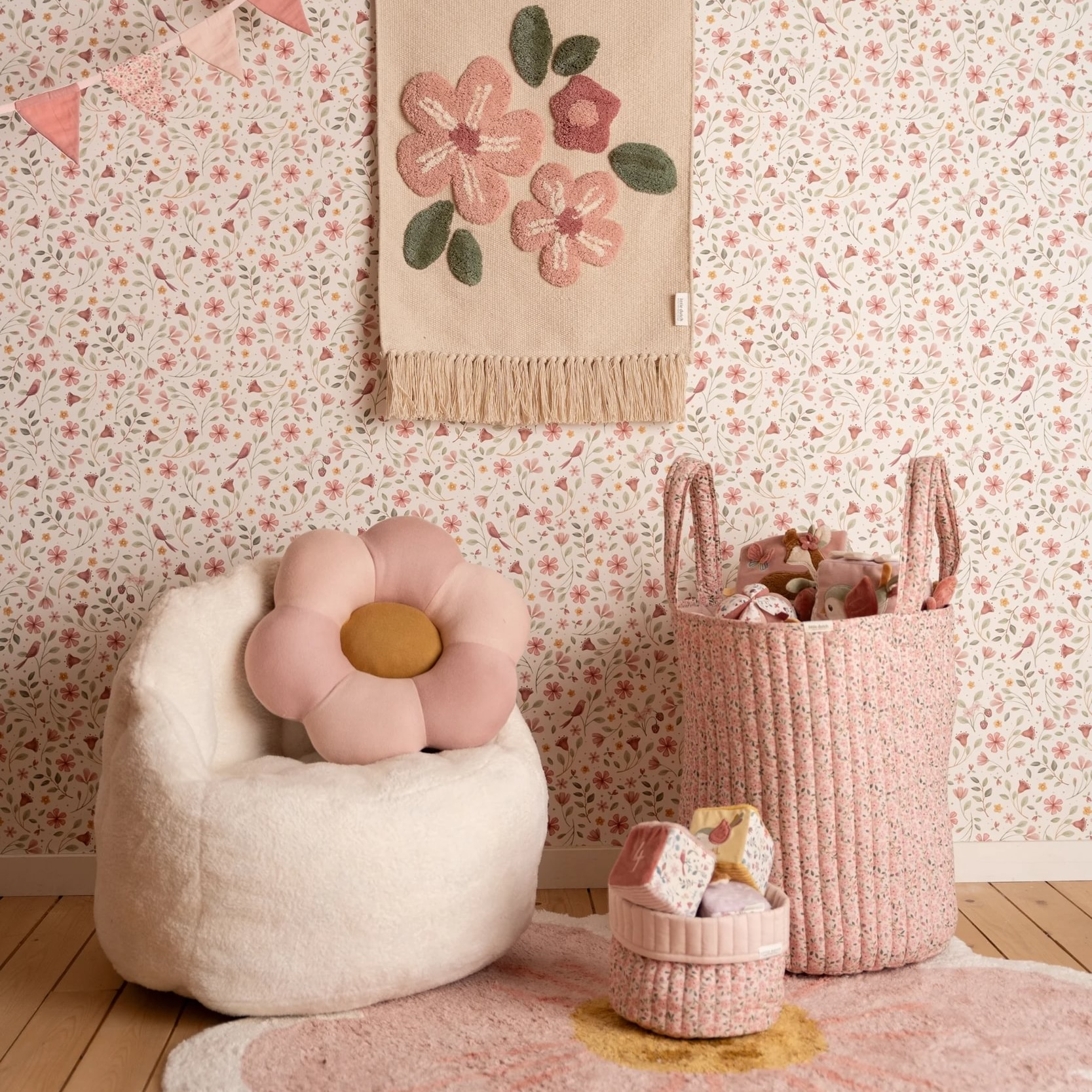 Košík textilní oboustranný extra velký Fairy Floral