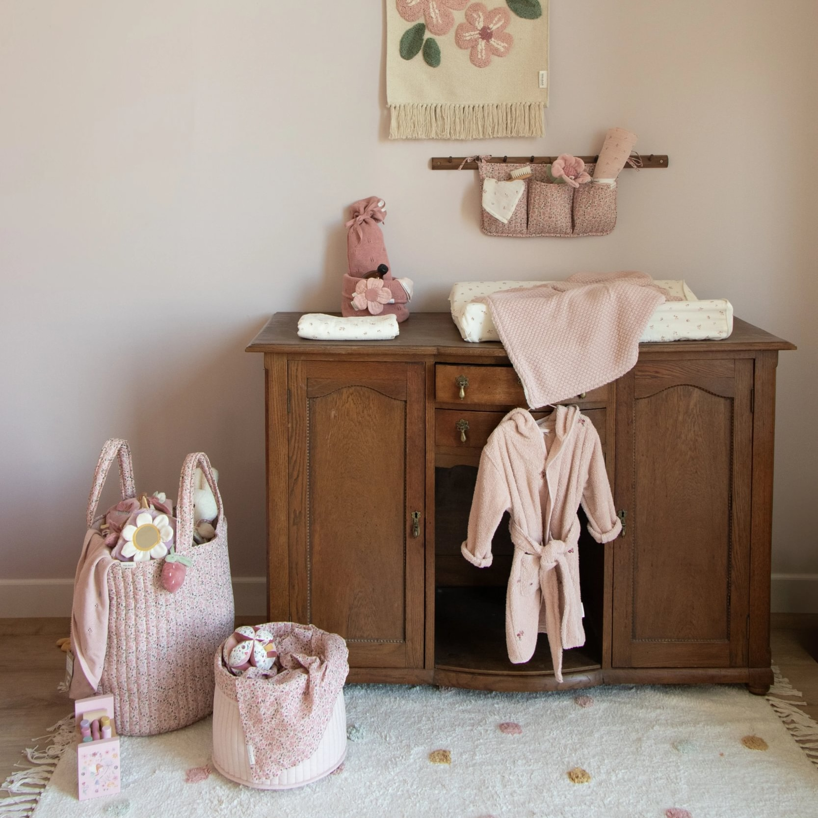 Košík textilní oboustranný extra velký Fairy Floral