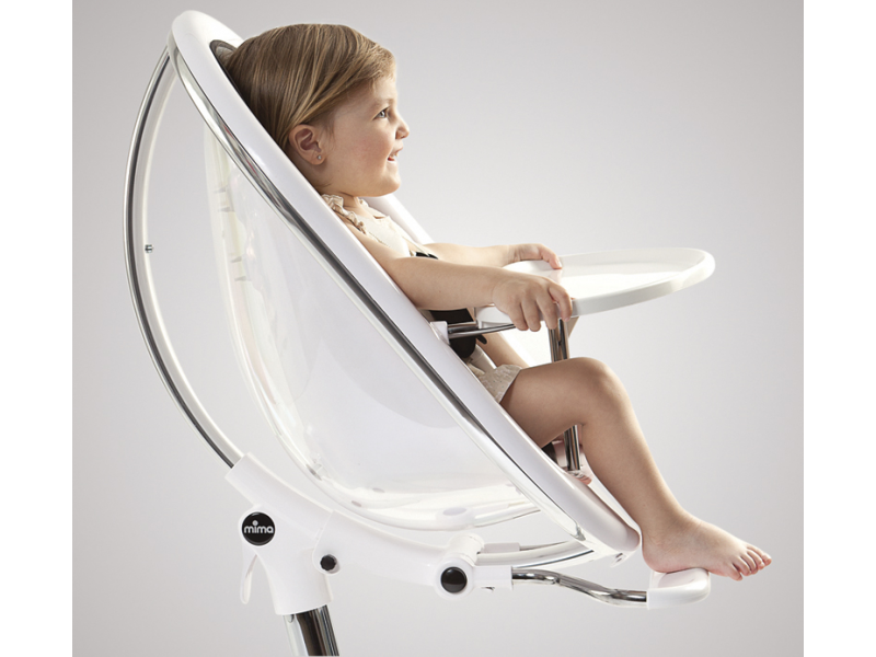 Židlička Mima Moon 2G chrom / průhledná + opěrka nohou
