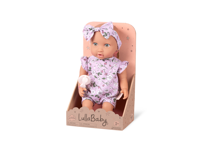Panenka 35 cm v overalu s čelenkou Floral Lila