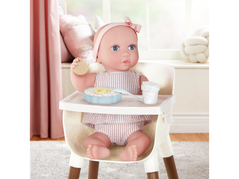 Židlička jídelní pro panenky s doplňky