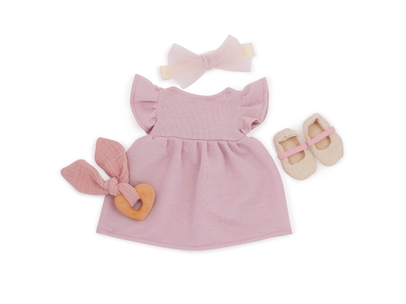 Šaty pro panenku růžové s doplňky