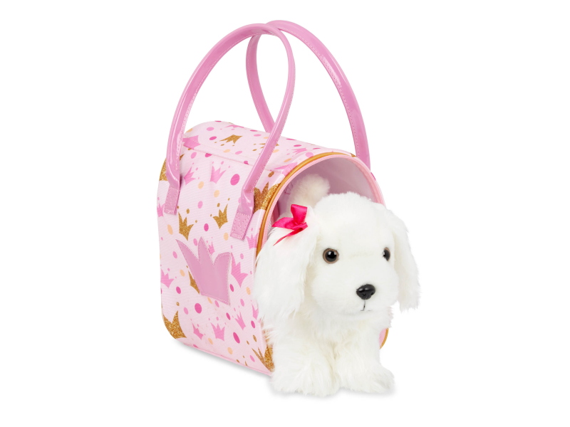 Pejsek bílý v kabelce Pink Crown Glam Bag