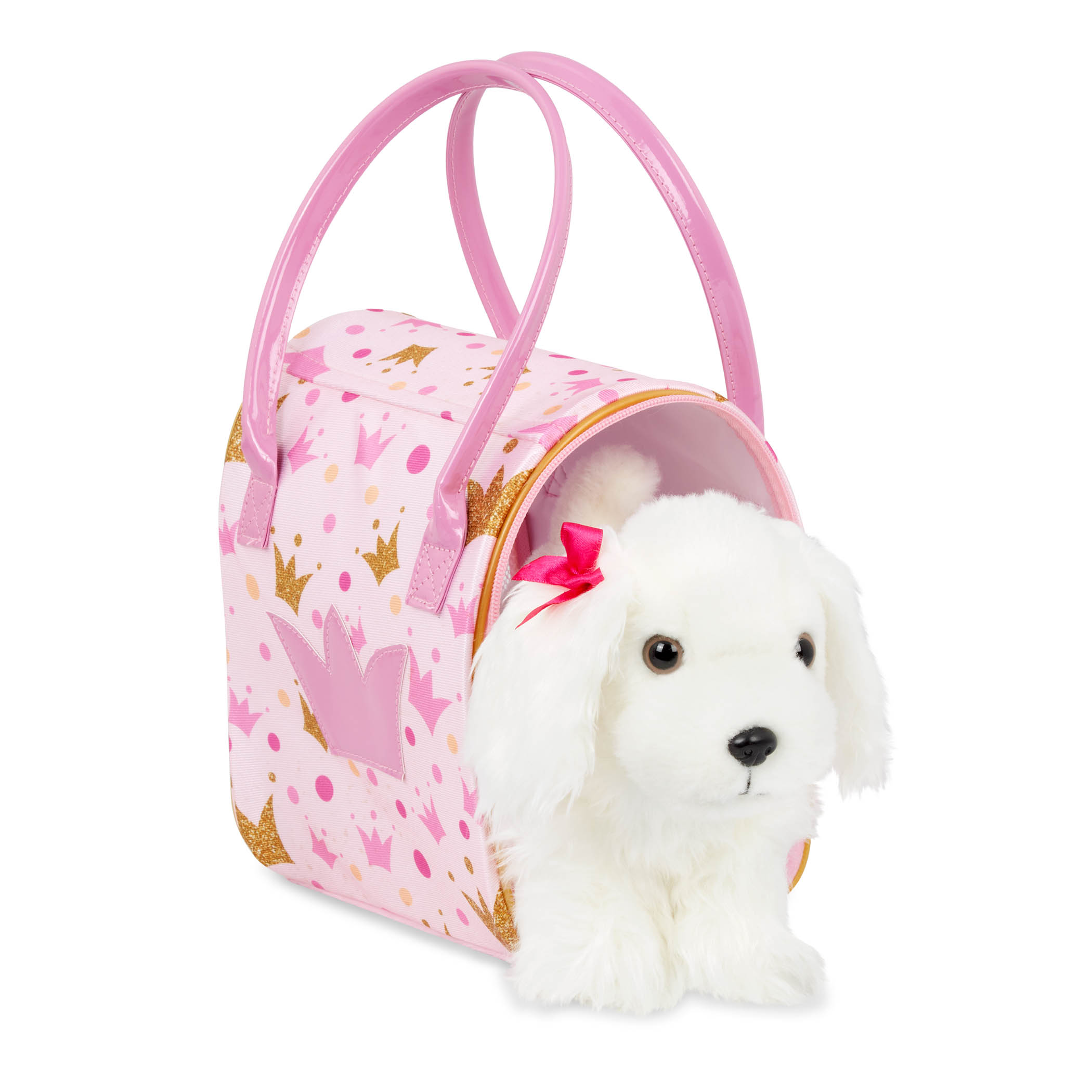 Pejsek bílý v kabelce Pink Crown Glam Bag