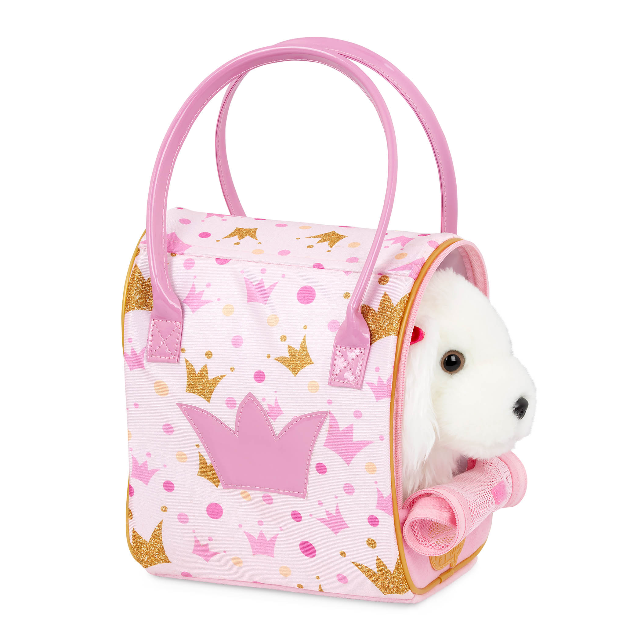Pejsek bílý v kabelce Pink Crown Glam Bag