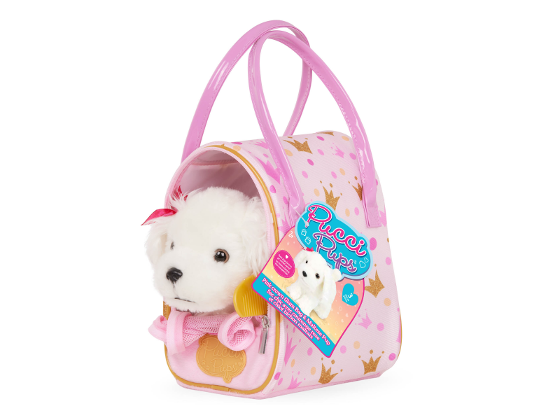 Pejsek bílý v kabelce Pink Crown Glam Bag