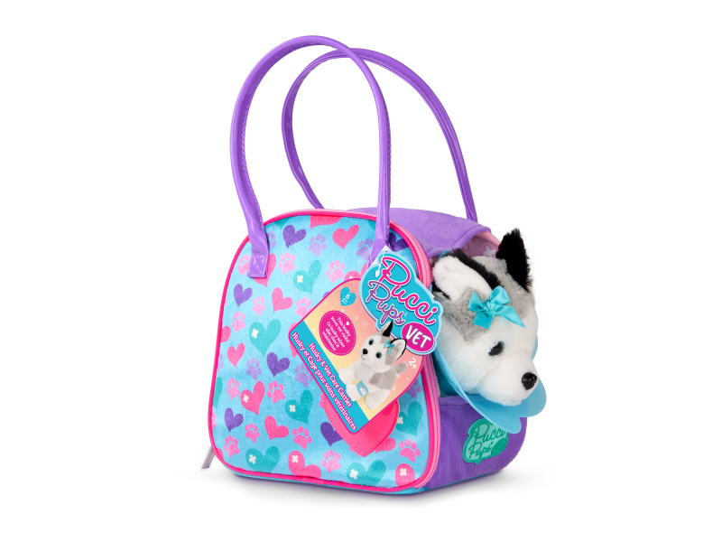Husky v kabelce s veterinářskou sadou