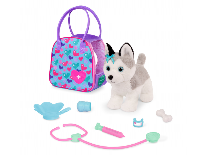 Husky v kabelce s veterinářskou sadou