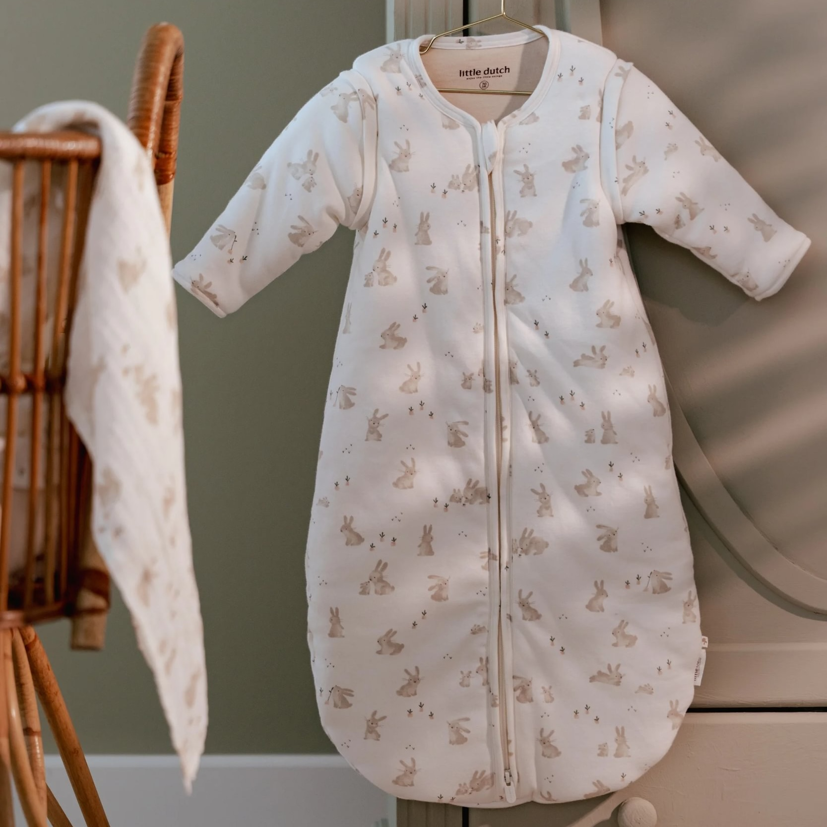 LITTLE DUTCH Spací pytel s oddělitelnými rukávy 90 cm Baby Bunny