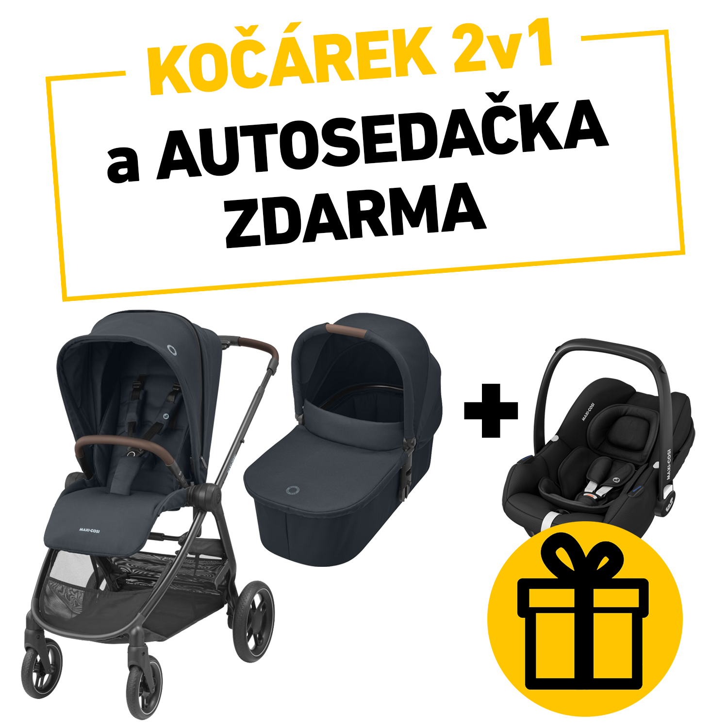 Street+ kočárek 2v1 Essential Graphite + CabrioFix i-Size autosedačka