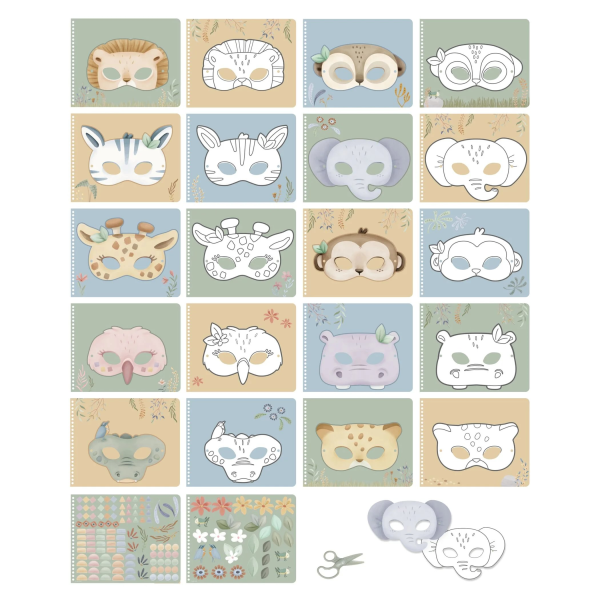 Kniha s vystřihovacími maskami Safari Friends
