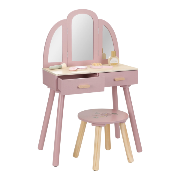 Toaletní stolek s židličkou dřevěný Pink