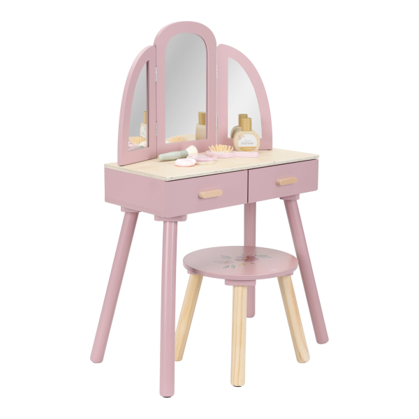 Toaletní stolek s židličkou dřevěný Pink