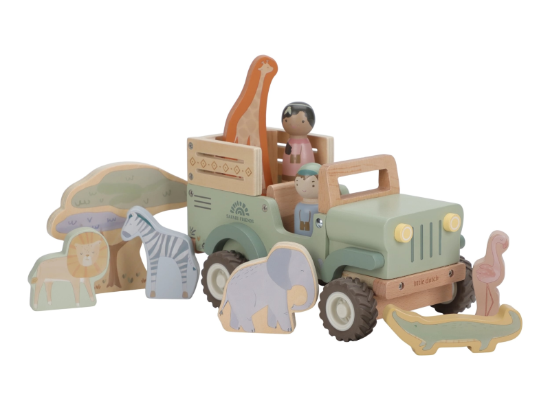 Auto se zvířaty dřevěné Safari Friends