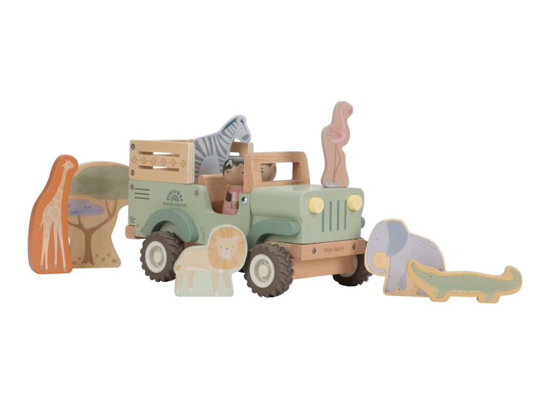 Auto se zvířaty dřevěné Safari Friends