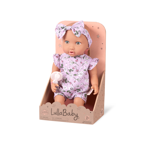 Panenka 35 cm v overalu s čelenkou Floral Lila