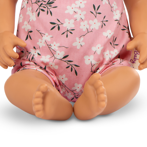 Panenka 35 cm v overalu s čelenkou Floral Pink