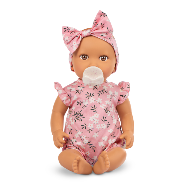 Panenka 35 cm v overalu s čelenkou Floral Pink