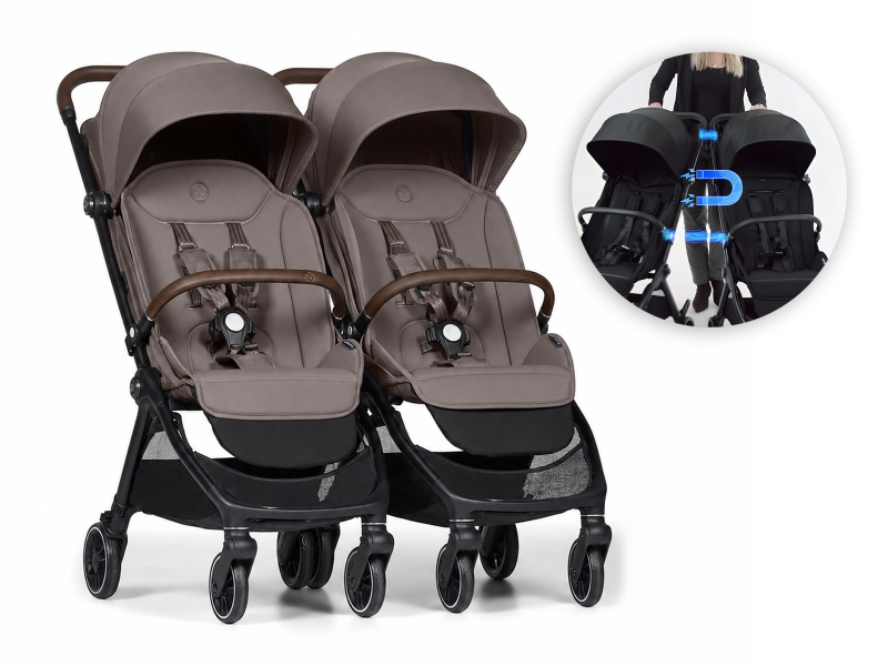 Connect Mini 2x kočárek s madlem Taupe